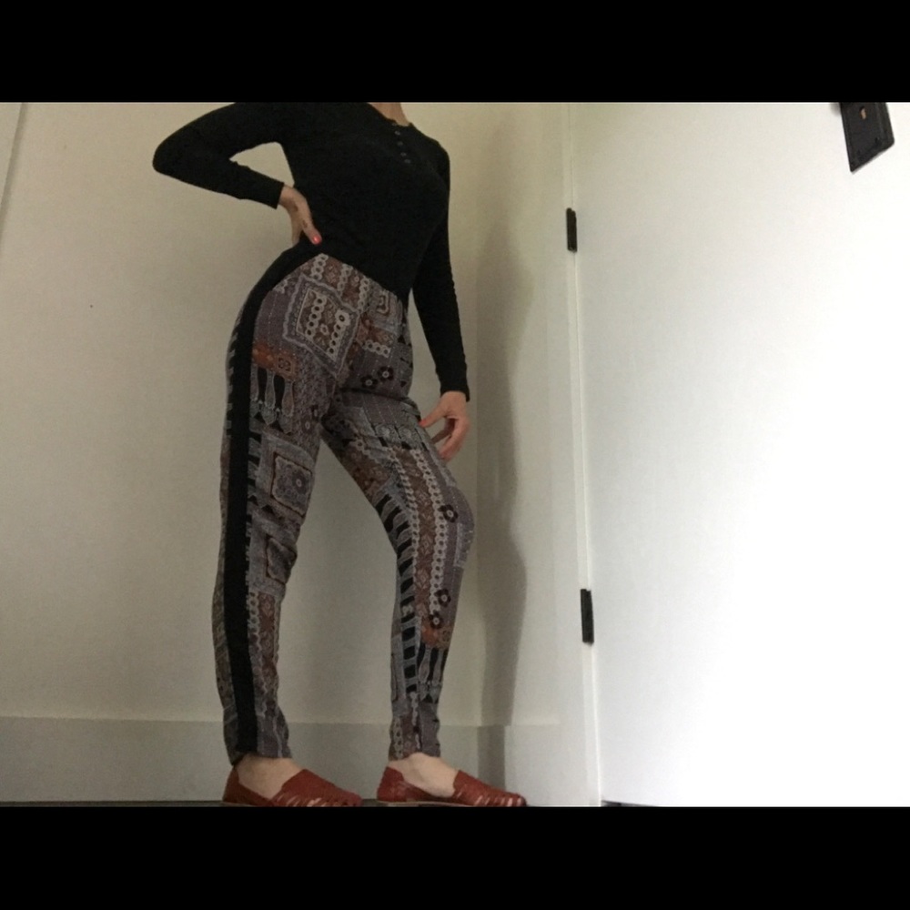 Bohemian Pant 90’s Style Hippie Chic Dark Print - Picture 3 of 12
